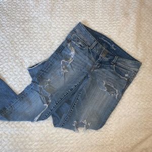 American Eagle Artist Destroyed Crop Jeans